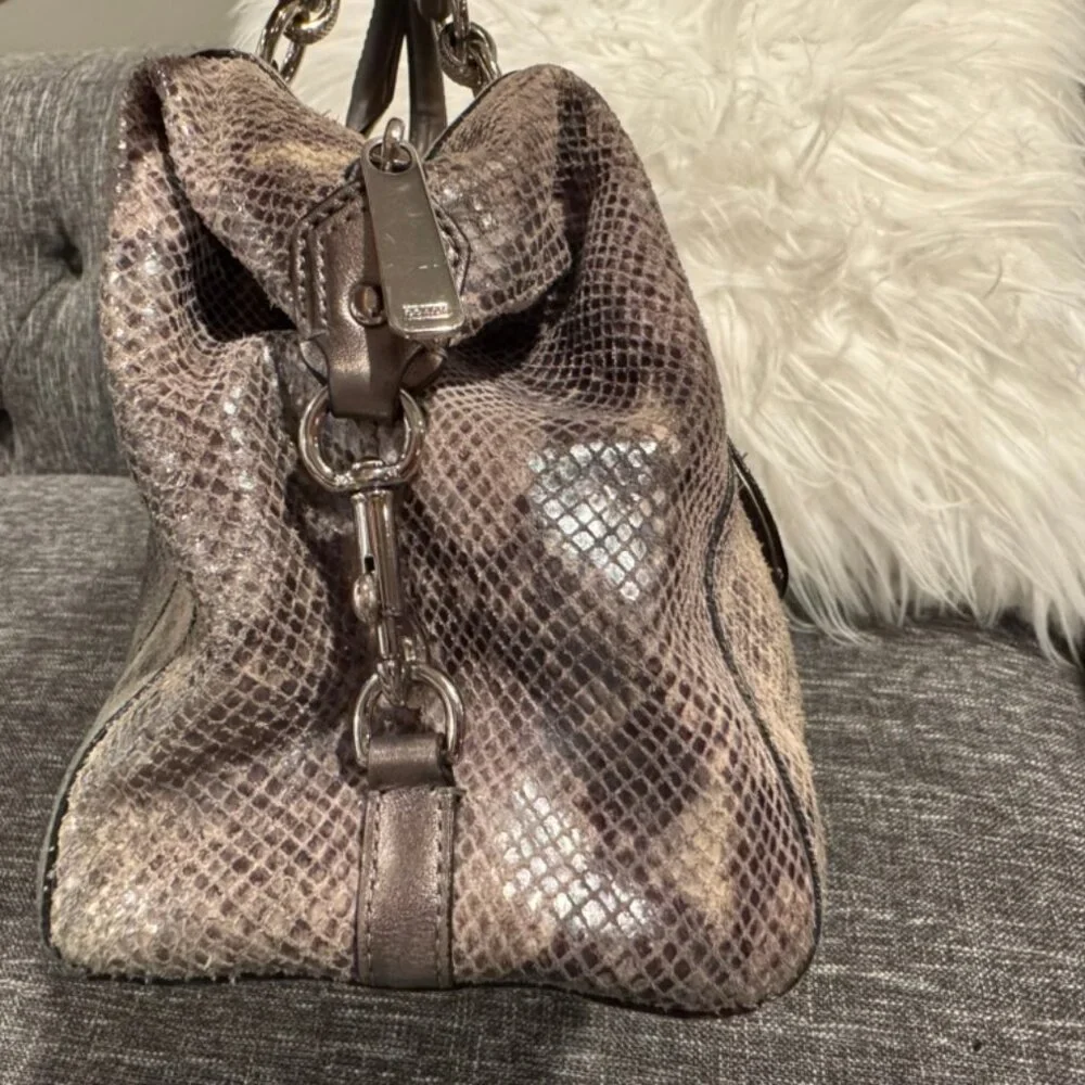 Coach Ashley Satchel F26041 Women’s Snakeskin Embossed Leather Shoulder Bag